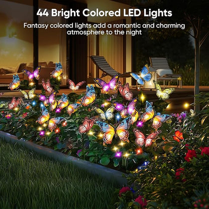 Solar Lights Outdoor Garden Decor: Gardening Gifts for Women Mom - 4 Pack 68 Butterfly Solar Lights with Colorful Bulbs - Outside Waterproof Christmas Decorations for Yard Patio Pathway Porch Lawn