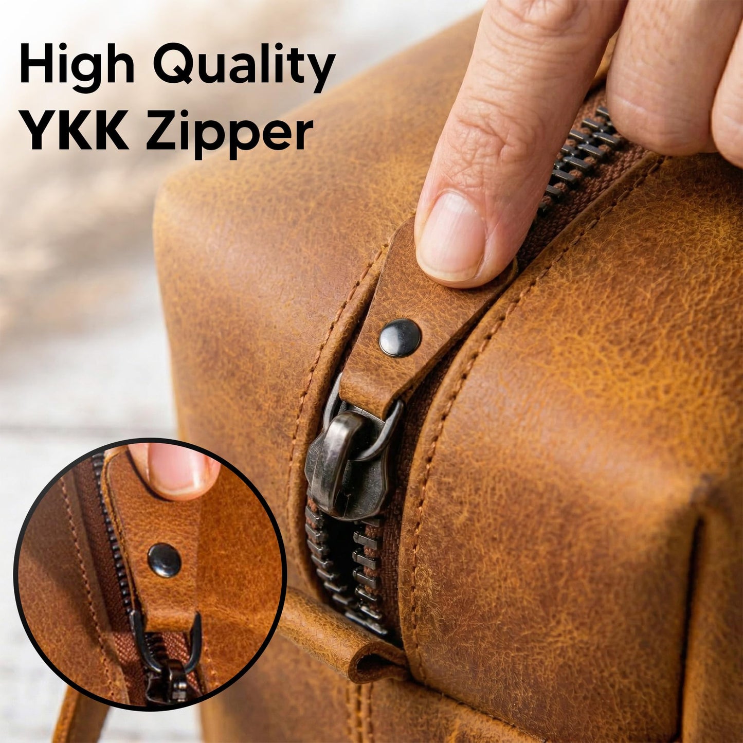 Motiwear Custom Leather Toiletry Bag for Men Personalized Dopp Kit Travel Grooming Organizer Gift for Him Stylish - Dark Brown