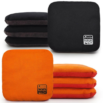 Timtaoth Dual Sided Corn Hole Bags Professional Cornhole Bags Set of 8 Regulation Size Weight Pro Corn Hole Bean Bags Slick and Stick,Black and Orange