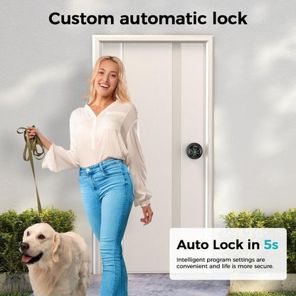 Fingerprint Door Lock，Fingerprint and Keypad Input Smart Door knob, App Controlled Biometric Door Lock, Keyless Entry, Bedroom, Office, Hotel, Apartment Auto Door knob(Matte Black)-HL-3