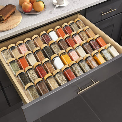 Spice Drawer Organizer 4 Tier, Acrylic Seasoning Organizer Rack, Clear Spice Rack Tray, Kitchen Seasoning Jars Drawers Insert (Jars Not Included/Expandable From 9" to 18")