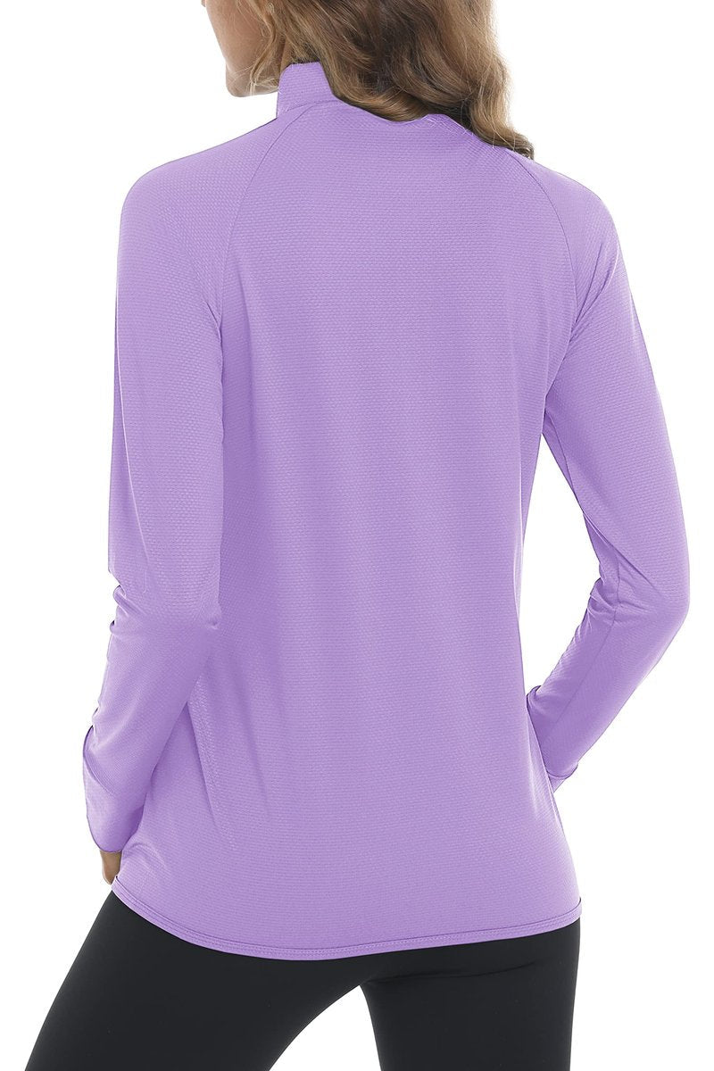 MAGCOMSEN Women's Hiking Jacket Lightweight Long Sleeve UPF 50+ Sun Protection Shirt Breathable SPF Shirts with Thumb Holes Light Purple M