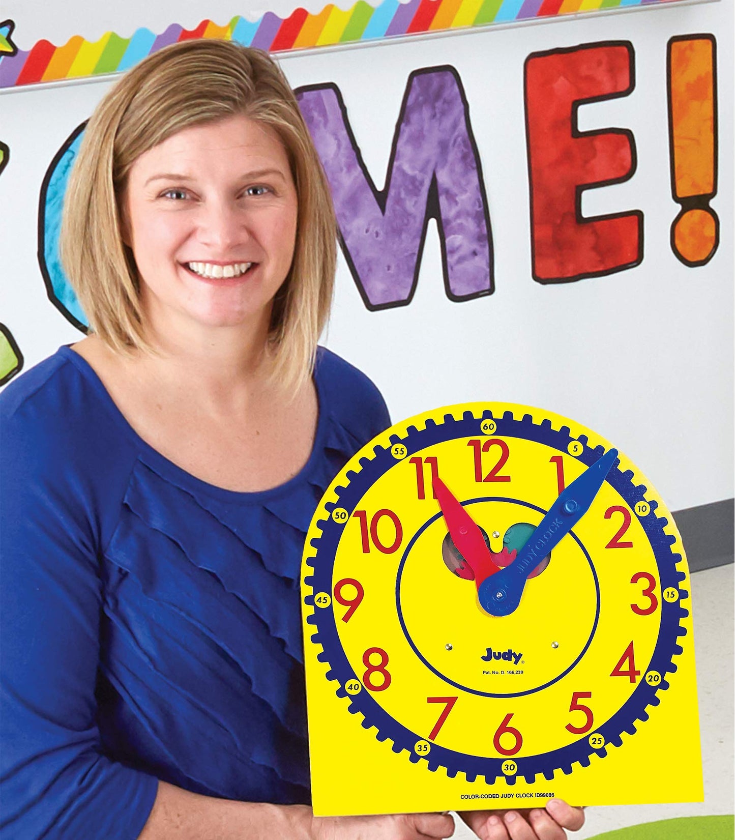 Carson Dellosa 13" x 12" Judy Clock, Time-Telling Teaching Clock for Kids, Classroom Clock for Teaching Time, Analog Clock, Teaching Clock for Classroom or Home School, Kindergarten to 3rd Grade