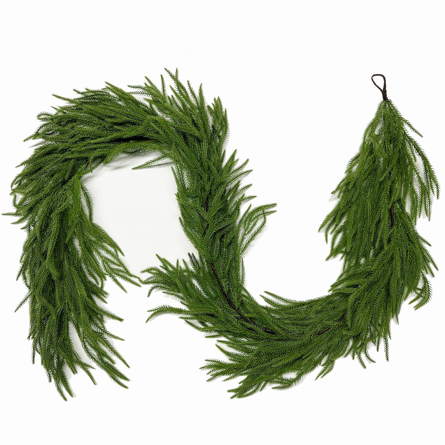 15FT Christmas Garland Norfolk Pine Garland Real Touch Artificial Greenery Garland for Mantle Fireplace Table Indoor Outdoor Holiday Decortions