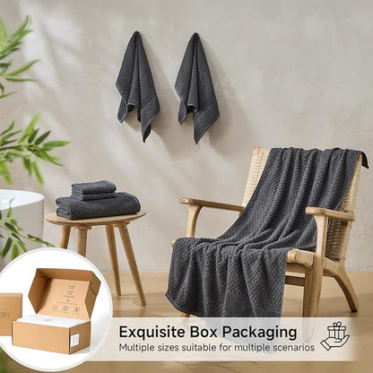Simple&Opulence 6 Piece Luxury Towel Set, 100% Cotton Bathroom Towels