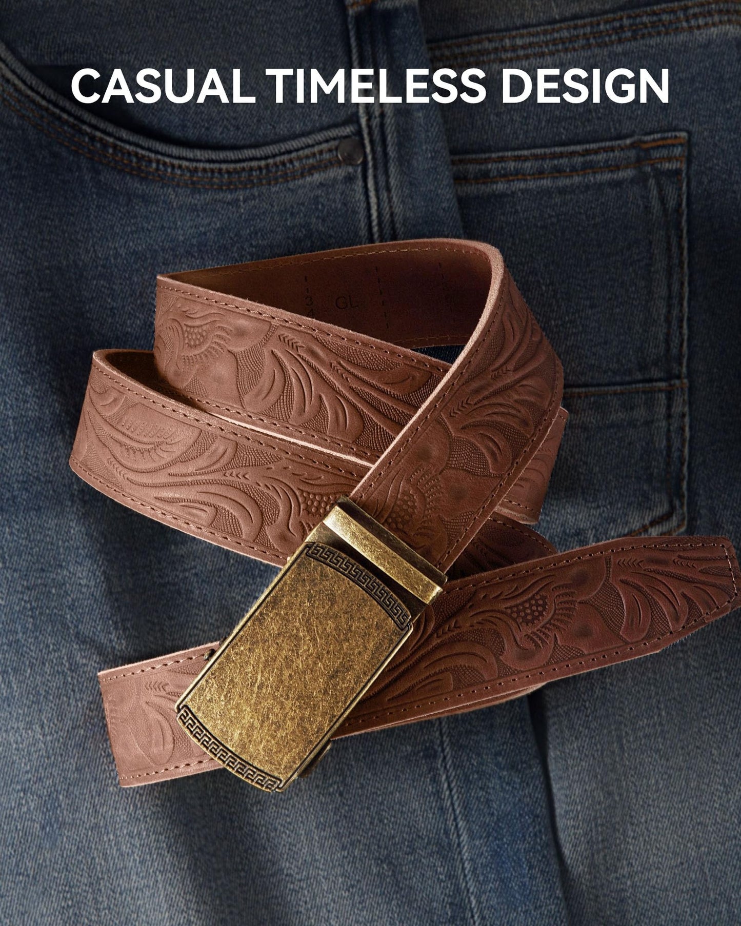 CHAOREN Mens Belt Leather Ratchet Belt - Customizable Fit, Effortless Style (35mm)