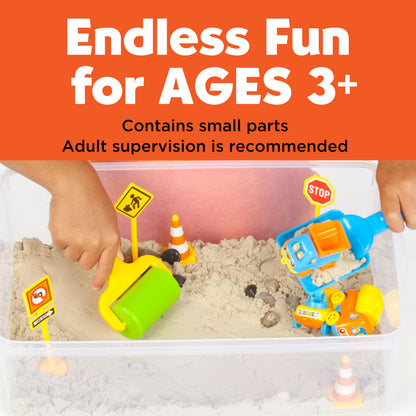 Creativity for Kids Sensory Bin: Construction Zone Playset - Preschool Learning Activities, Excavator Toys for Boys Ages 3-5+, Outdoor Toys and Gifts for Kids