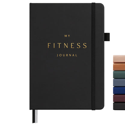 &And Per Se Workout and Food Journal – Fitness Journal with Daily Diet Tracker & Gym Exercise Log Book for Men & Women – Undated, A5 Size, Leather Hardcover (Black)