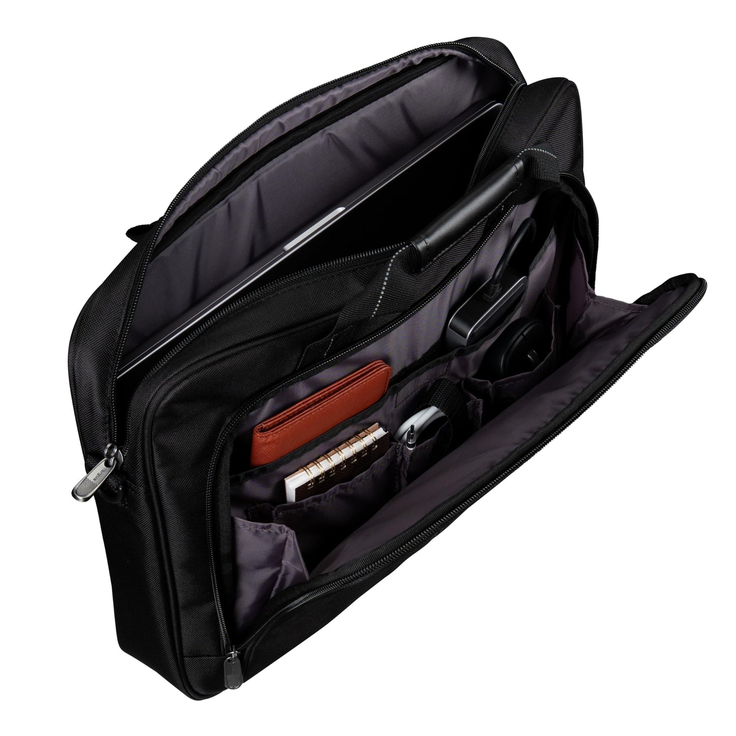 Targus 15-16 Inch Slim Lightweight Laptop Briefcase, Black - Messenger and Shoulder Bag with Padded Compartment and Trolley Strap for 16" Laptops (TCT027US)