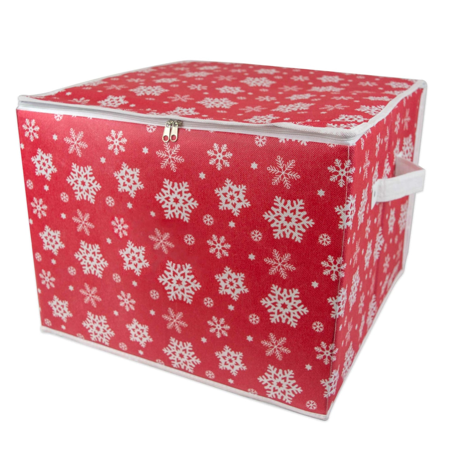 DII Christmas Storage Containers Collection Zippered with Dividers, Ornament; Large, 16x16x13, Snowflakes