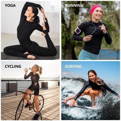 HovSiyla 3 Pack Women's Athletic Compression Long Sleeve Workout Tops Quick Dry Gym Running Yoga Shirts Black L