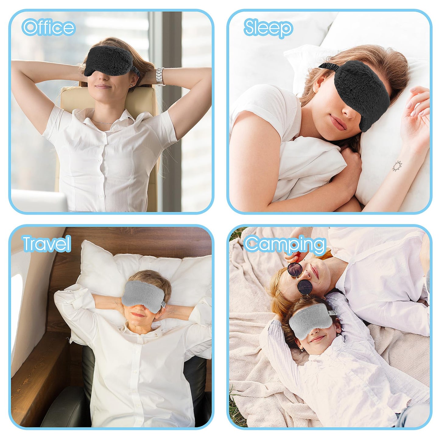 2 Pack Plush Sleeping Eye Mask Soft Plush Eye Mask Fuffy Eye Cover Comfortable Sleep Mask Blindfold Rainbow Faux Fur Eye Shade for Women, Men and Kids Travel Nap Sleeping 565488_2_3pL1H9vJ3