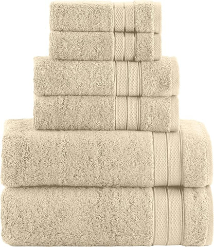 Elegant Comfort Luxury 6-Piece Towel Set, Premium Soft 100% Turkish Cotton