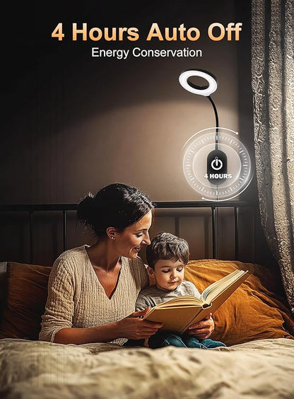 Wall Mounted Reading Light, Bedside Headboard Lights with 10W USB Output Fast, 5 Dimmable & 4 Color Temperature, Memory Function, 4-Hour Auto Off, Flexible Gooseneck 3000K-6000K Bed Wall Lamp (Black)