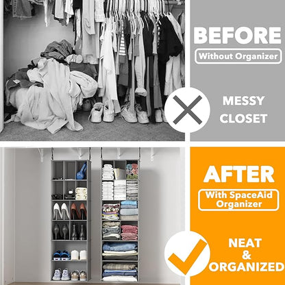 SpaceAid 2 Pack Hanging Closet Organizer and Storage