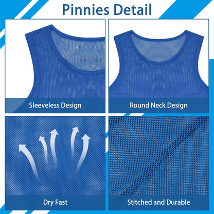 PEASUG Pinnies, 24 Pcs Soccer Pinnies, Mesh Practice Jersey Scrimmage Vest Team Soccer Pennies for Sports Adult/Youth Lightweight