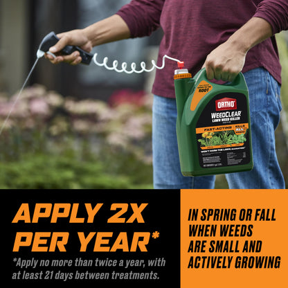 Ortho WeedClear Lawn Weed Killer Ready-To-Use with Trigger Sprayer, Kills Dandelion, Crabgrass, and Clover, 1 gal.