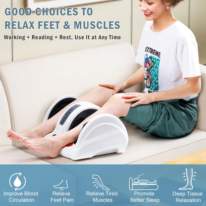 H&B Luxuries Shiatsu Foot Massager Machine with Remote Controller, Kneading and Rolling Home Massagers for Feet, Ankle, Calf, Leg, Ideally for Men, Women, Father, Mom Parents and The Elderly, Red