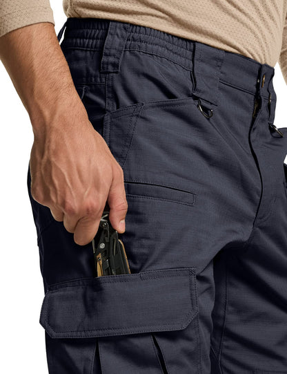 CQR Men's Tactical Pants, Water Resistant Ripstop Cargo Pants, Lightweight EDC Work Hiking Pants, Outdoor Apparel, Duratex Mag Pocket Police Navy, 32W x 34L