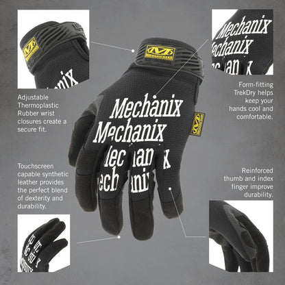Mechanix Wear Original Work Gloves - Multi-Purpose Outdoor Work Gloves - Secure Fit - Durable & Machine Washable - Breathable & Comfortable - Large - Black