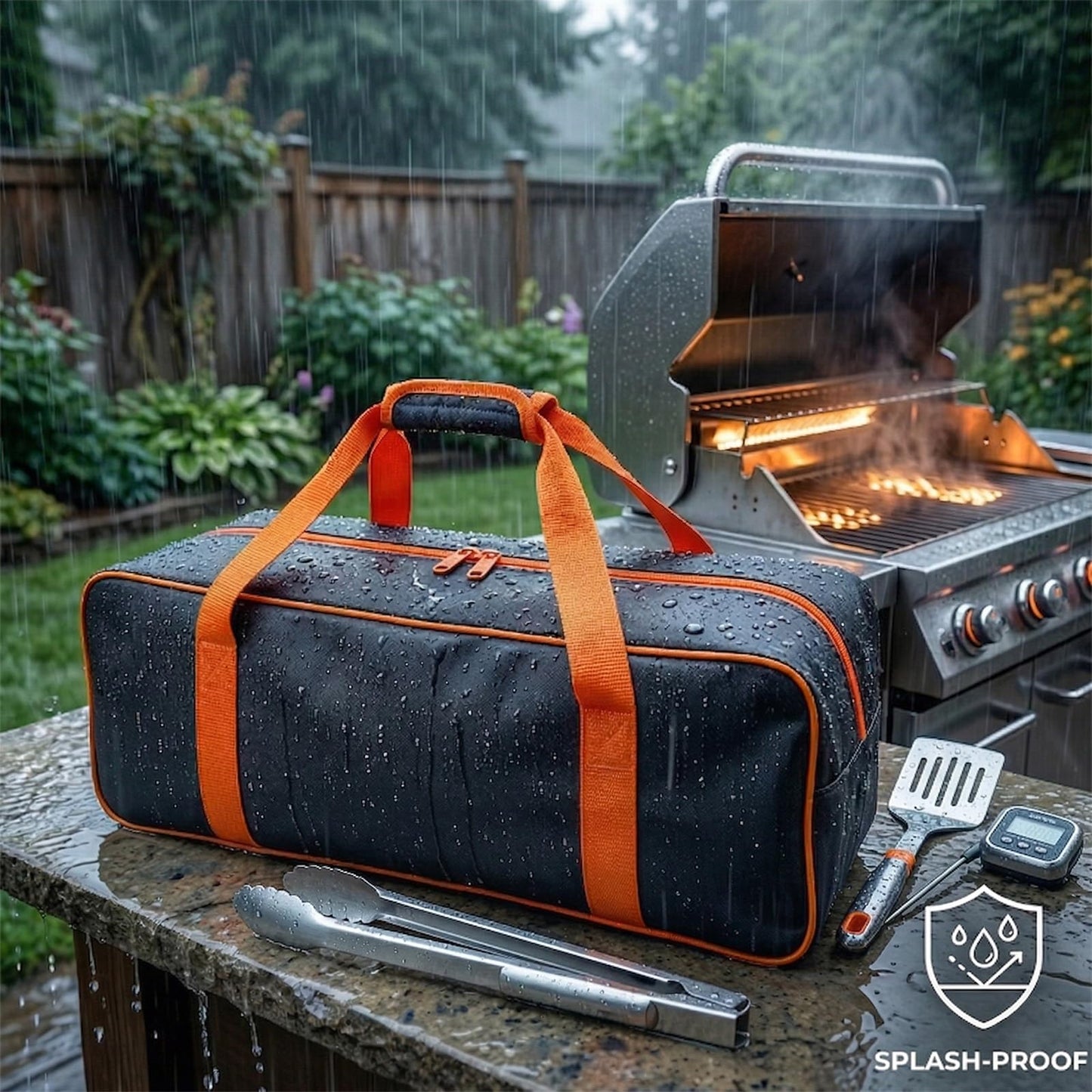 Grill Tool Storage Bag, 24" x 8" x 8" Large Capacity BBQ Accessory Storage, Heavy-Duty Utensil Grill Accessories Organizer Case Storage Compatible with Blackstone.Black (No Accessories)