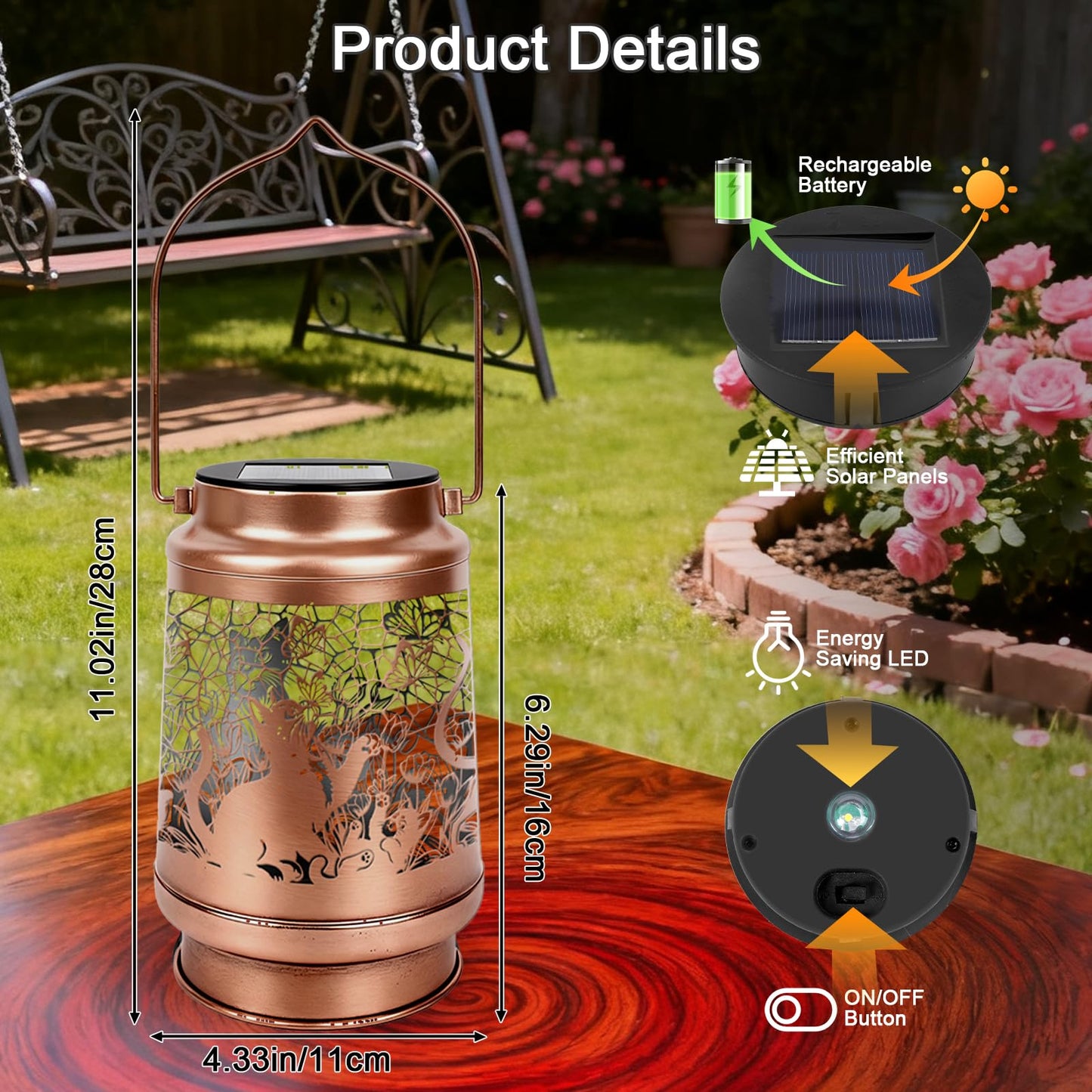 Cat Solar Lanterns Outdoor Waterproof - Wxiben Cat Lovers Gifts for Women Mom Grandma, Birthday Christmas Mother's Day Housewarming Gifts, Hanging Solar Lights for Garden Yard Tabletop Patio Decor