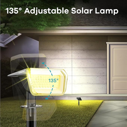 Linkind Solar Spot Lights Outdoor, 60 LEDs Solar Landscape Lights with 30% Conversion Rate and Waterproof IP67, Ideal for Outside, Garden, Yard, Pathway (4 Pack, Warm White)