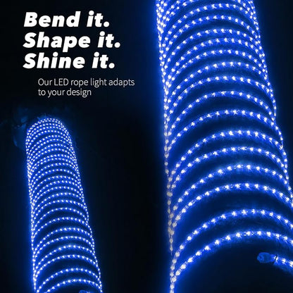WYZworks 3312LEDs 300ft LED Outside Rope Lights, Outdoor ETL Certified Waterproof Permanent 360 Degree Light Emitting, Flexible Tube, Connectable, Christmas Palm Tree Exterior Landscape, Blue