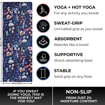 Plyopic. All In One Yoga Mat | Luxury Sweat-Grip Mat/Towel Combo | Ideal for Yoga, Hot Yoga, Bikram, Pilates, Workout & Exercise | Eco-Friendly Natural Rubber