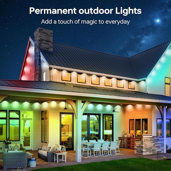 Permanent Outdoor Lights for House, 120ft 72 LEDs Smart RGB&IC LED Eaves Light, 212 Scene Modes, Alexa & Google Assistant Compatible, Daily Party Halloween Christmas Accent Lighting