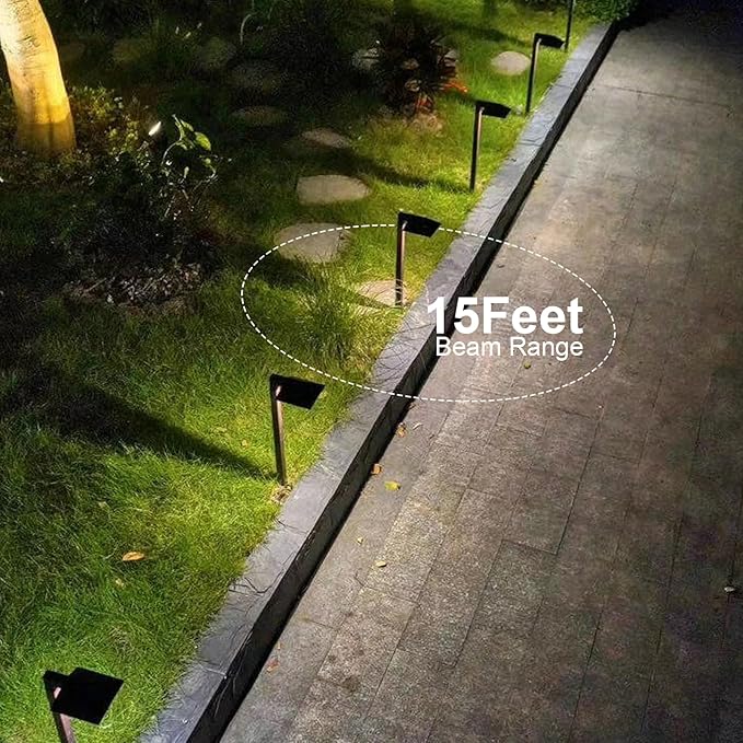 GOODSMANN Low Voltage Landscape Path Lights 8PK Kit 0.6W LED Sidewalk Landscape Lighting 22 Lumen Outdoor Electric Walkway & Pathway Lights Wired Bronze Finish 3100K Warm White with Cable Connectors