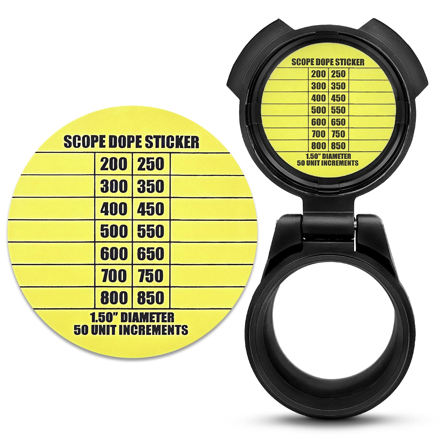 75 Scope DOPE Stickers for Long Range Shooting -Fits Most Rifle Scope Caps