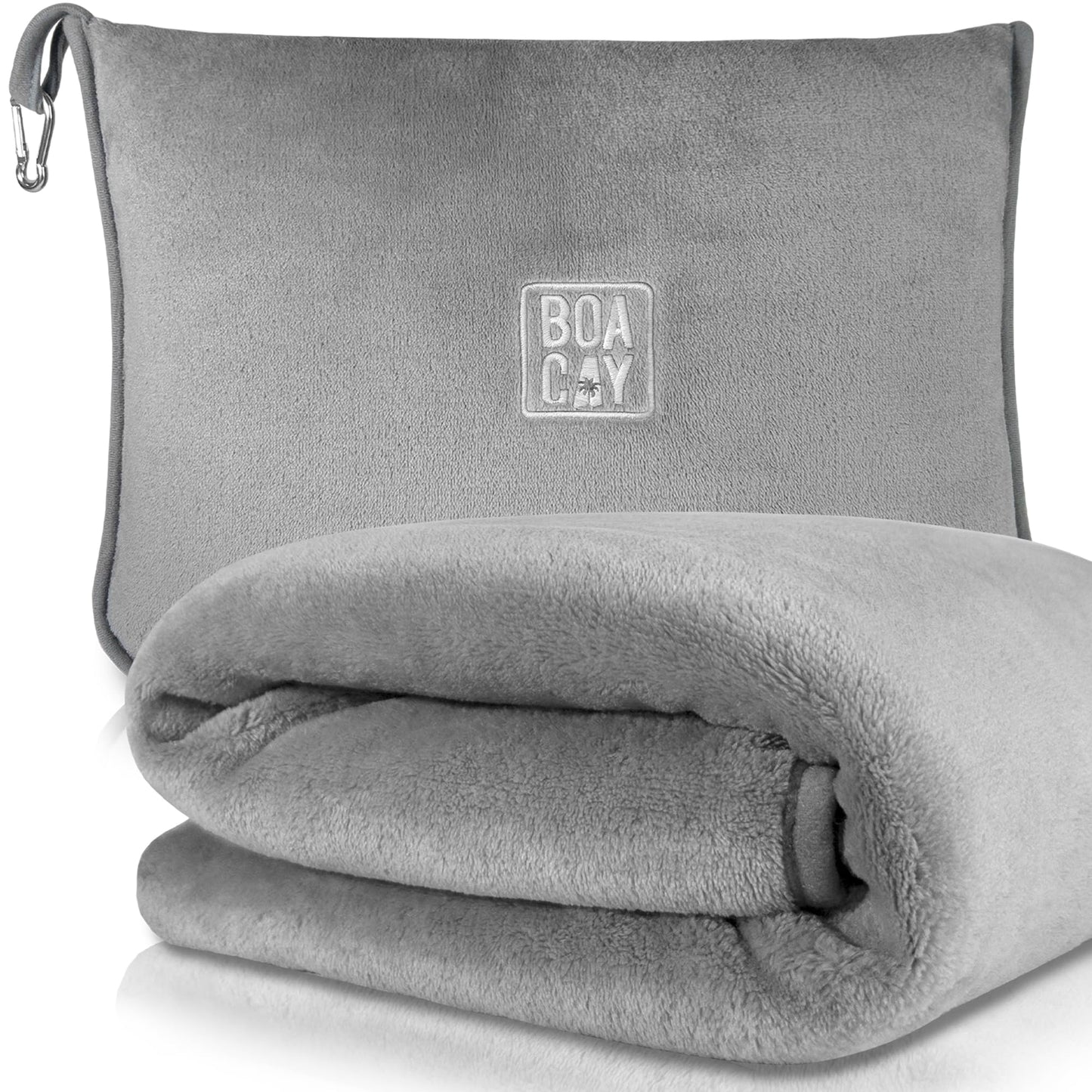 BOACAY Soft & Warm Travel Blanket for Airplane & Car - Long Flight Essential for Women, Men, Kids - Compact Pillow with Luggage Sleeve & Backpack Clip