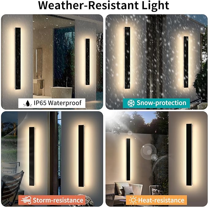 Mikeru 47.2in Outdoor Wall Light Fixtures, 3000k Exterior Wall Sconces, Acrylic Invisible Lighting for Porch, Balcony, Patio & Garage