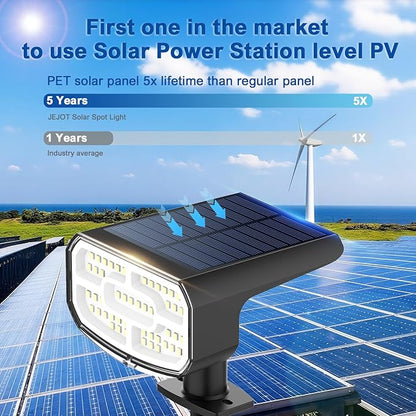 Solar Lights Outdoor Waterproof IP65, Super Bright LED, 6500K 2 Lighting Modes, Solar Powered Yard Garden Solar Spot Lights for Outside Landscape Auto On/Off -6500K,2 Pack