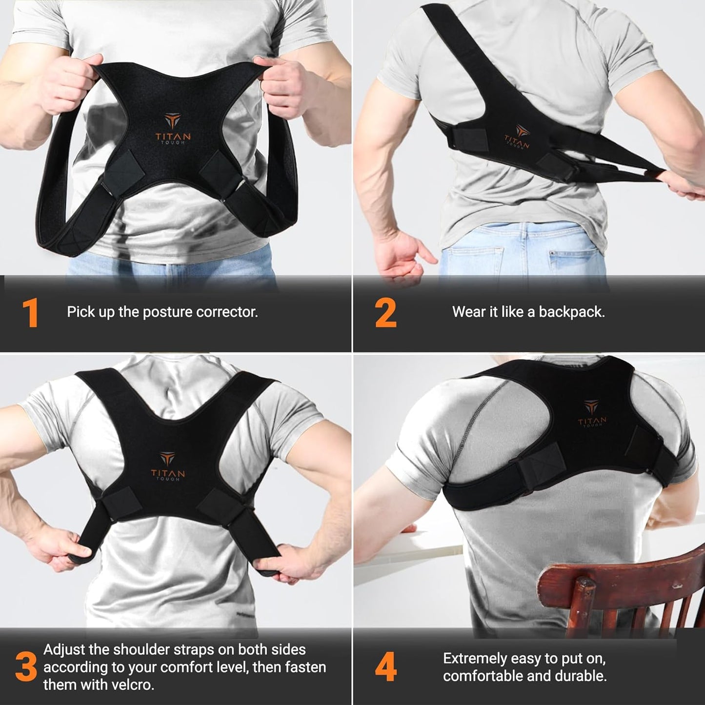 Premium Upper Back Brace for Men & Upper Back Brace for Women, Adjustable Posture Corrector, Upgraded Version, Back Brace for Alignment (L-XXL)