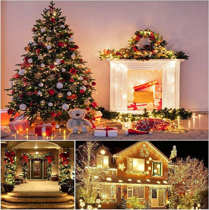 Bright Christmas Lights Outdoor 300 LED String Lights, 100ft Connectable 8 Modes Christmas String Lights Tree Lights for Home, Party, Holiday, Indoor Xmas Decorations Warm White