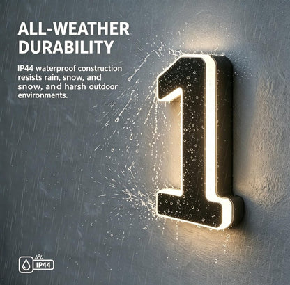 Solar Lighted House Numbers for Outside - 6.7-Inch Solar LED House Numbers & Letters, IP44 Weatherproof Wall Mount for Home Garage Fence with Easy Installation (6-Black)