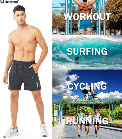 NORTHYARD Men's Athletic Running Shorts Gym Workout 7"/9"/5" Quick Dry Lightweight Sports Basketball Tennis 3 Zipper Pockets DARKGREY-5inch 2XL