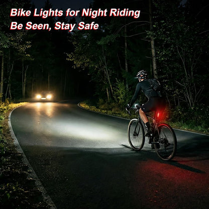 Ascher Ultra Bright USB Rechargeable Bike Light Set, Powerful Bicycle Front Headlight and Back Taillight, 4 Light Modes, Easy to Install for Men Women Road Mountain Cycling Black
