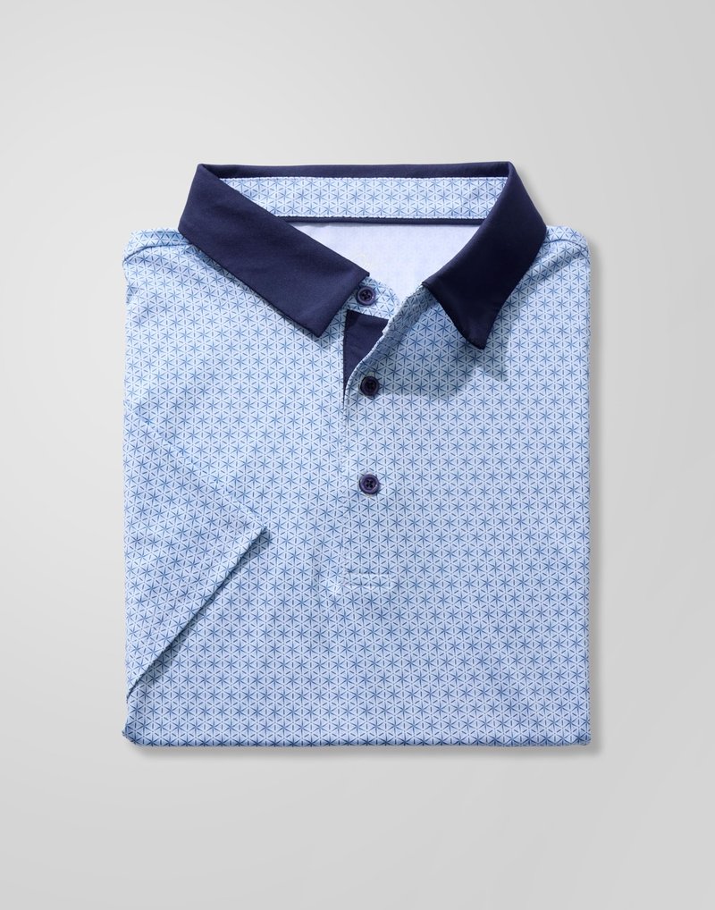 Obla Mens Golf Polo Shirts Short Sleeve Dry Fit Performance Moisture Wicking Casual Print Collared Golf Shirts for Men(Blue Flower_XXXL)