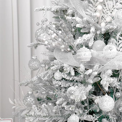 Super Holiday Christmas Ball Ornaments, 33PCS Silver Clear Shatterproof Plastic Foam Ornaments Set for Hanging Xmas Tree Holiday Thanksgiving Party Decor.