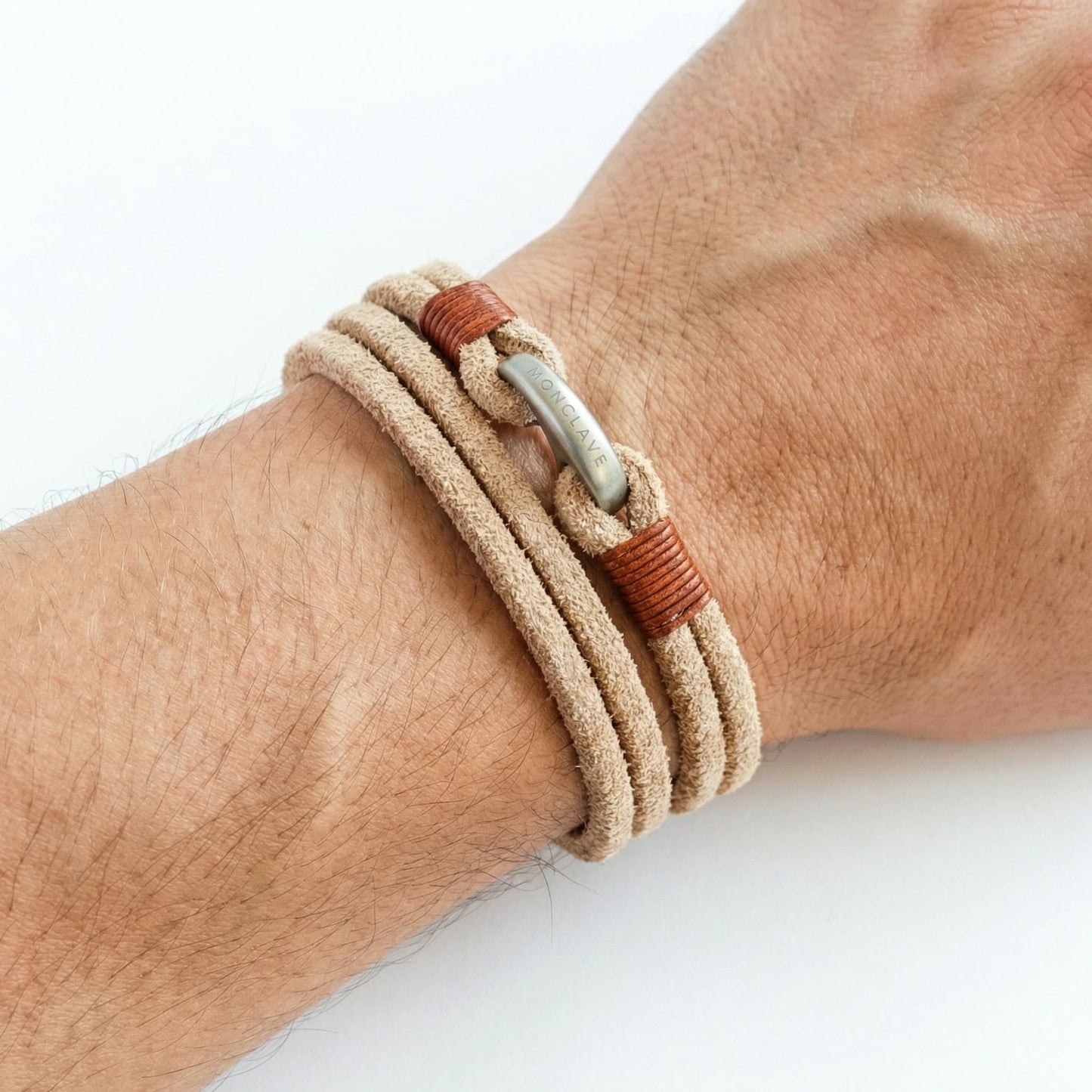 MONCLAVE Genuine Suede Leather Double Wrap Bracelet, Minimalist Unisex Wristband, Matte Finish Clasp, Premium Eco Friendly Gift Box Included