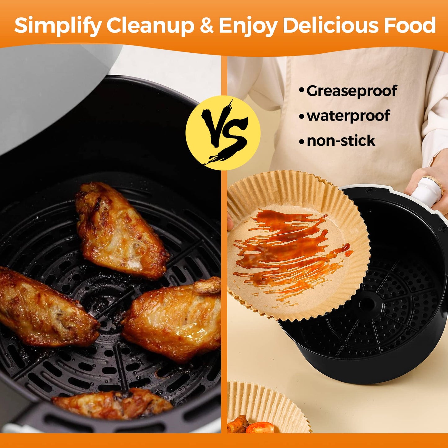 Air Fryer Disposable Paper Liners - 150Pcs 8In Square Parchment Paper Non-Stick Airfryer Basket Liners for Steamer Microwave Oven, Deep Fryer Parts & Accessories