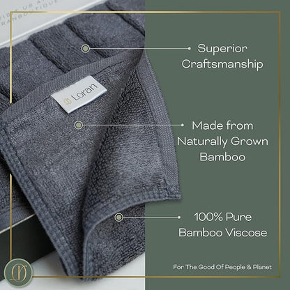 Charcoal Grey Washcloths Set of 6 Soft Facial Cloths 10” x 10” 100% Viscose
