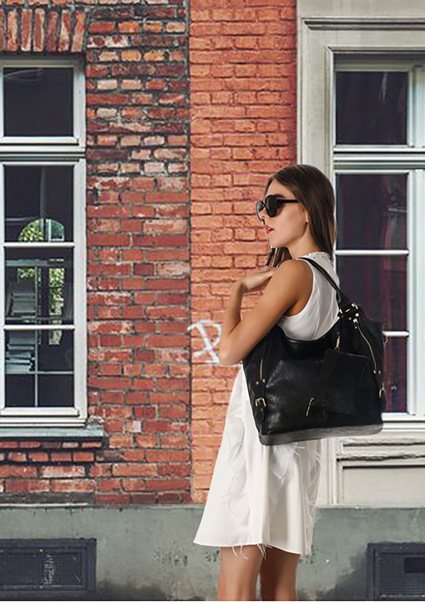 Women Tote Bag Handbags PU Leather Fashion Hobo Shoulder Bags with Adjustable Shoulder Strap (Black, L)