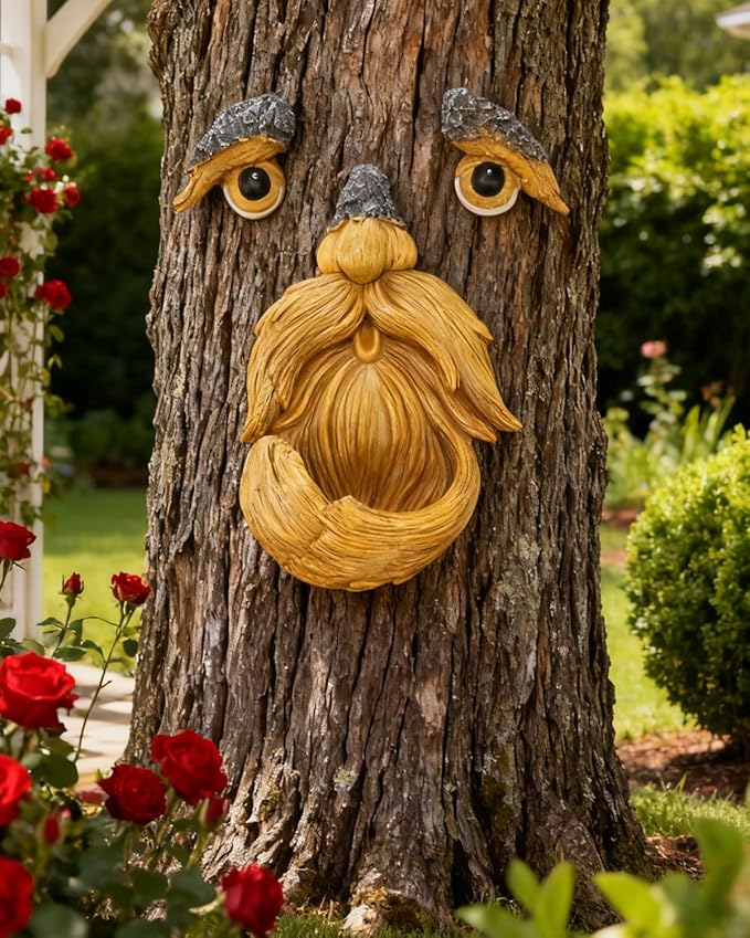 tree faces decor outdoor,FHNQRQN,face for tree decorations art garden statues,yard art clearance,whimsical yard decor,whimsical outdoor garden,gardening gifts,halloween,huggers,funny,scary,bird feeder
