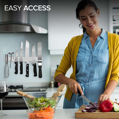 Modern Innovations 12 Inch Stainless Steel Magnetic Knife Bar with Multipurpose Use as Knife Holder, Knife Rack, Knife Strip, Kitchen Utensil Holder, Tool Holder, Art Supply Organizer, Home Organizer