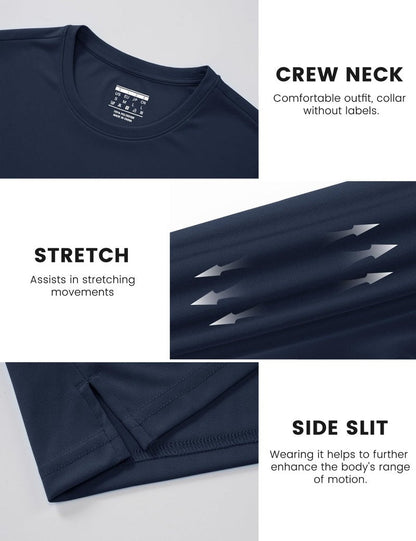 TACVASEN Mens Athletic Shirts Short Sleeve Mens Workout T-Shirt Quick Dry Fit Performance Gym Rash Guard Sun Protection Shirt Navy S