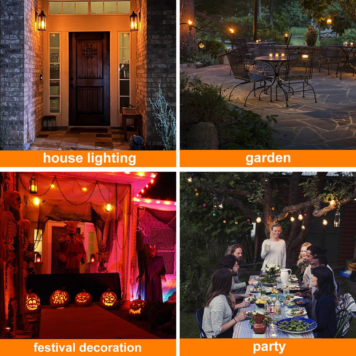Hompavo 【Upgraded】 LED Flame Light Bulbs, 4 Modes Flickering Light Bulbs with Upside Down Effect, E26/E27 Base Flame Bulb for Halloween, Christmas, Indoor and Outdoor Decoration (White-2 Pack)